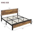 thumbnail image 4 of Ourlova King Bed Frame Platform King Size Bed Frame with Wood Headboard Metal King Bed Frame with Under Bed Storage and Support Legs Noise Free No Box Spring Needed Easy Assembly-Rustic Brown, 4 of 8