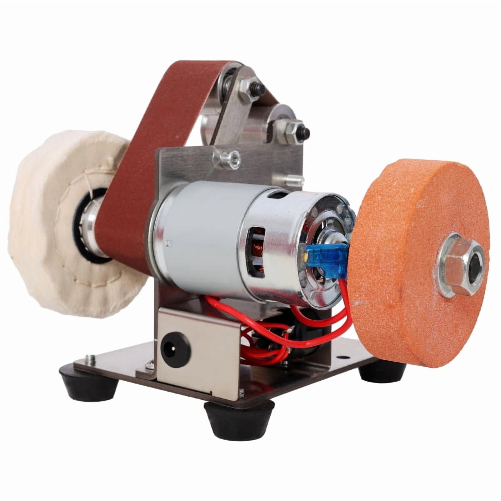Mini Electric Belt-Sander Knife-Sharpener Sanding Machine 96W, Small Bench Grinder Kit 7 Speed Adjustable Power Polisher DIY Polishing Grinding Tool, Handcraft Jewelry