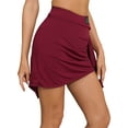 thumbnail image 2 of CHICTRY Womens Latin Rumba Dance Costume Ruffles Ruched Side Skirt Solid Color Shirring Dance Skirt Burgundy XL, 2 of 7