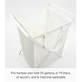 thumbnail image 5 of Yamazaki Home Laundry Hamper with Cotton Liner - Two Sizes, White, Steel + Cotton, Large, 20 gallons, 75 liters, Collapsible, Handles, Machine Washable, Removable Liner, No Assembly, 5 of 7