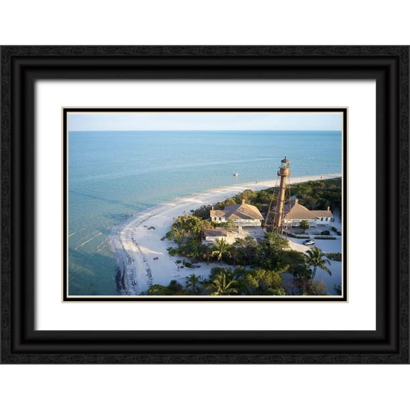 Buhl, Karl 24x17 Black Ornate Wood Framed with Double Matting Museum Art Print Titled - The Sanibel Island Light or Point Ybel Light was one of the first lighthouses on Floridas Gulf Coast