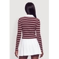thumbnail image 4 of Women's Almost Famous Ribbed Knit Striped Long Sleeve Polo Shirt, 4 of 4