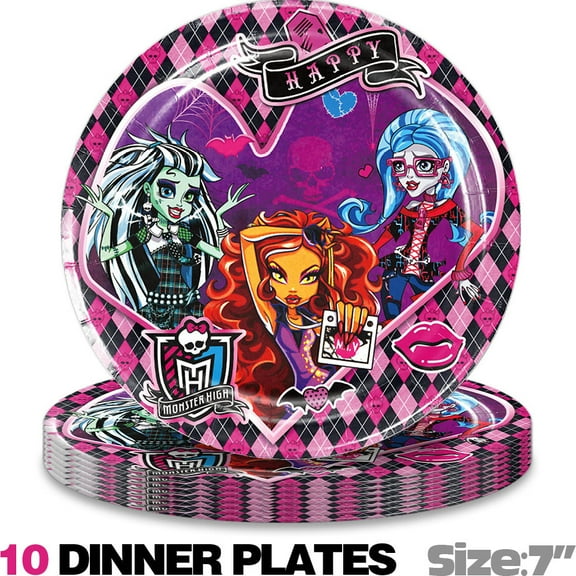 Monster High Paper Plates Party Supplies Tableware Disposable Dinnerware 10pcs