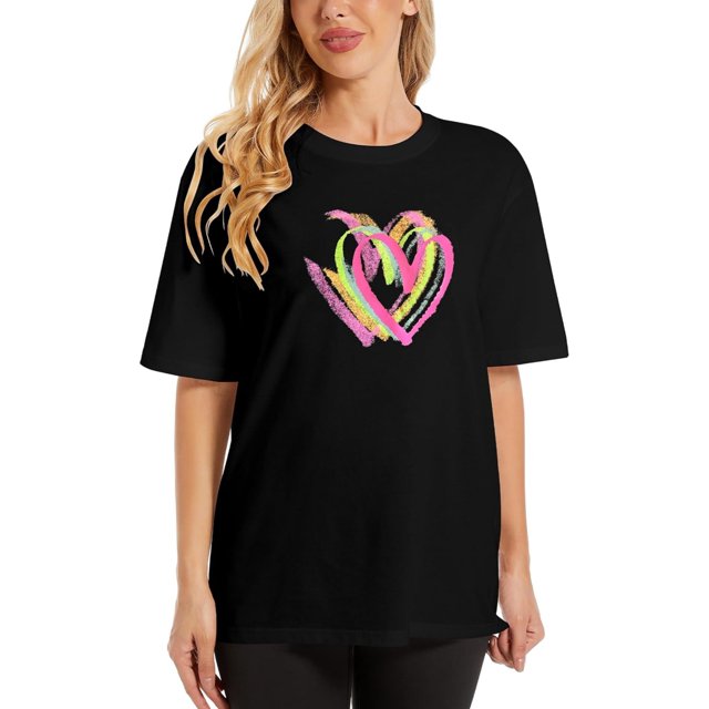 Women's Heart Graphic Tees 2025 Summer Tops Cute Cotton Casual Short Sleeve Crewneck T Shirts