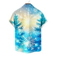 thumbnail image 6 of SERTG Men's Christmas Print Short Sleeve Shirt Lapel Collar Button Front Resort Casual Hawaiian Shirt Men Christmas Gifts Tops(Sky Blue,L), 6 of 6