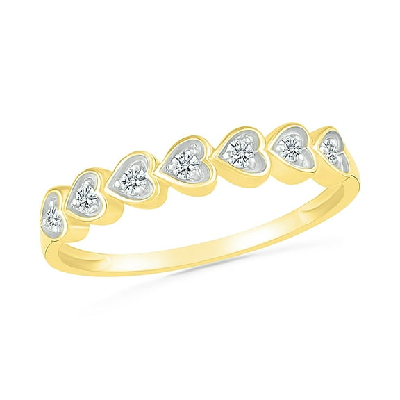 DGOLD 10kt Yellow Gold Round White Diamond Fluttering Heart Band Ring (1/10 cttw)