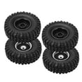 thumbnail image 2 of RC Vehicle Wheels Tires, 4Pcs Remote Control Car Rubber Tires 55mm Aluminium Alloy Front and Rear Wheels for AXIAL SCX24 1/24 RC Car Crawler, 2 of 7