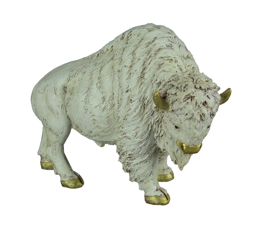 Gilt Accented White Buffalo Statue