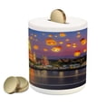 thumbnail image 1 of Lantern Piggy Bank, Wat Arun Building Thailand Bangkok Coastline People Wishing Positive Culture, Ceramic Coin Bank Money Box for Cash Saving, 3.6" X 3.2", Multicolor, by Ambesonne, 1 of 4