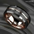 thumbnail image 5 of Tungsten Rings for Men Wedding Bands for Him Womens Wedding Bands for Her 8mm Black Brushed Rose Gold, 5 of 10