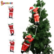 Spencer 40" 100cm 3 Santa Claus Climbing on Rope Ladder Hanging Christmas Ornament for Xmas Tree Party Home Door Wall Decoration