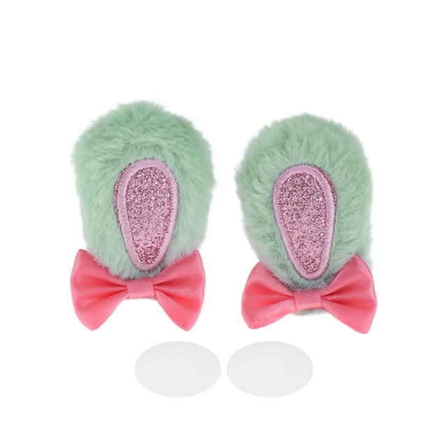 Accesorios para Casco de Motocicleta Decoración Orejas de Conejo de Lentejuelas para Cascos de Motocicleta Bicicleta Esquí Verde Pegatina 2 Conjuntos