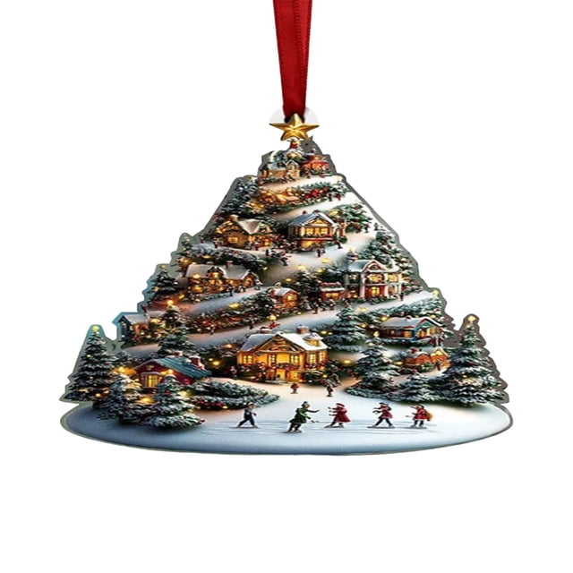Decoraciones de Árbol de Navidad 2D Acrílico Plano Decoración de Libro de Navidad Colgante de Estante en Forma de Árbol Decoración de Árbol de Navidad Novela Decoración Colgante Decoración de Apilamie