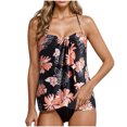 thumbnail image 4 of Bikini de Cintura Alta, Conjunto de Dos Piezas de Traje de Baño Dividido con Almohadilla de Pecho, Ropa de Playa de Impresión Floral Sexy de la Mujer, 4 of 7