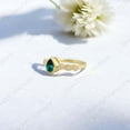 thumbnail image 6 of JEWELRYTREASURE 7x5 mm / 0.75 Ct Pear Cut Emerald Ring Yellow Gold Plated Engagement Ring CZ Diamond Promise Ring May Birthstone Ring christmas Day Gift for Wife, 6 of 7