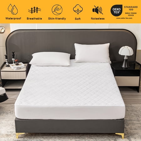 MAINSTAYS WATERPROOF MATTRESS PAD, KING 76 IN X 80 IN