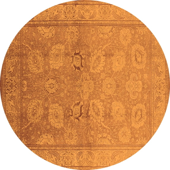 Ahgly Company Indoor Round Oriental Orange Traditional Area Rugs, 4' Round