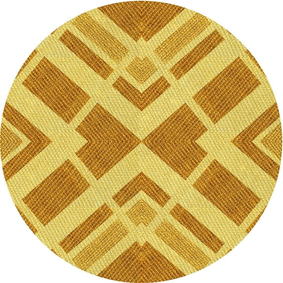 Ahgly Company Machine Washable Indoor Round Transitional Orange Area Rugs, 7' Round