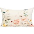 thumbnail image 3 of 12x20 Outdoor Lumbar Boho Throw Pillow Covers Yellow Flower Watercolor Patio Furniture Spring Colorful Floral Decor Summer Sage Green Leaves Butterfly Cushion Covers Set of 2 for Sofa Couch, 3 of 3