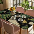 thumbnail image 3 of Christmas Tree Table Cloths for 5 Foot Rectangle Tables, Black Green Xmas Tree Winter Patio Waterproof Elastic Fitted Tablecloths, Washable Rectangular Table Cover for Camping, 3 of 8