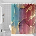 thumbnail image 6 of Red Shower Curtain, Teal Green Marble Shower Curtain for Bathroom Stall RV Abstract Art Decor Waterproof Fabric Shower Curtain Set with Hooks 72x72 inches, 6 of 6
