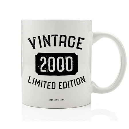 2000 Coffee Mug Born In the Birth Year Vintage Limited Edition Birthday Gift Idea Aged To Perfection Boyfriend Girlfriend Parent Present to Son Daughter Family 11oz Ceramic Tea Cup Digibuddha