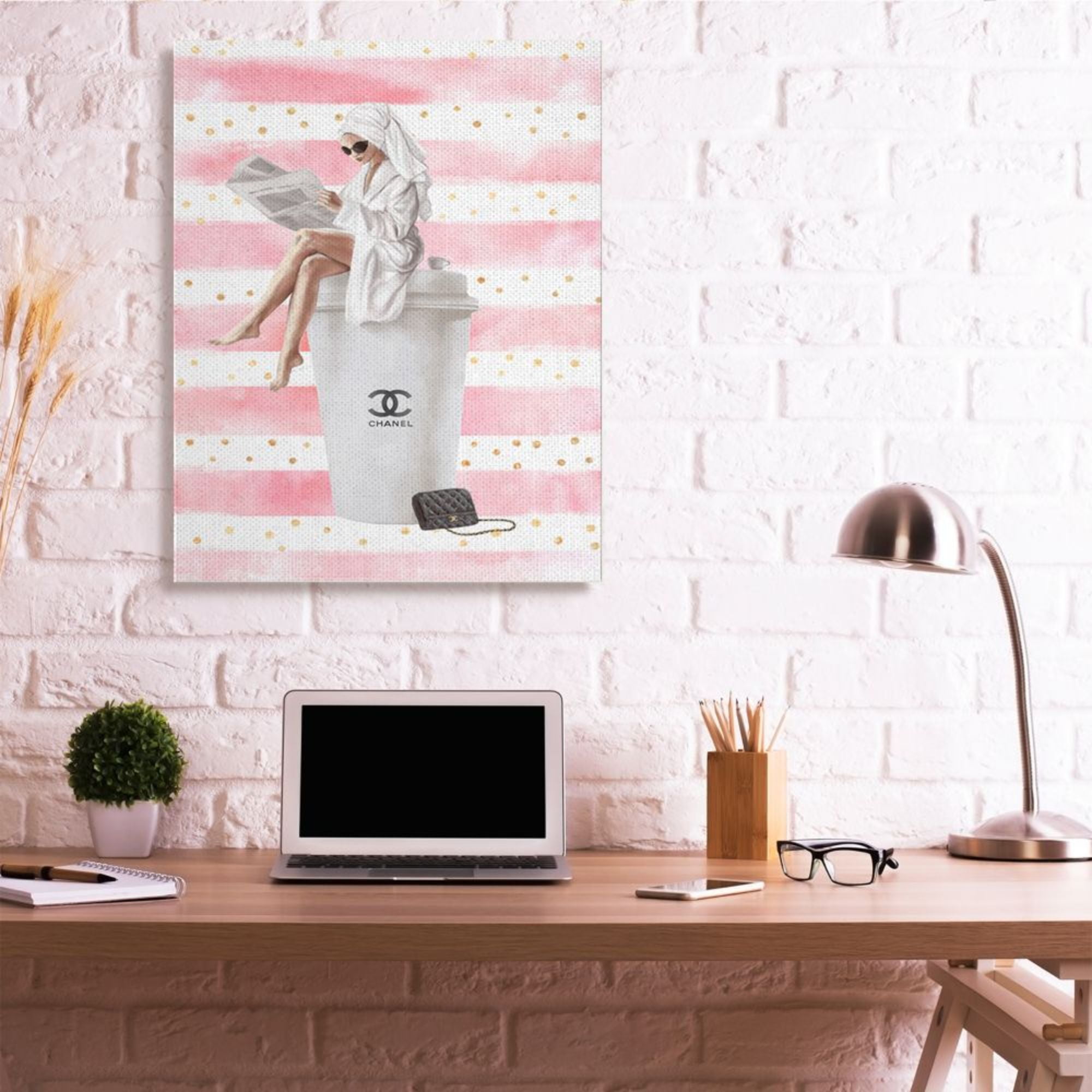 Stupell Industries Morning Coffee Fashionista Polka Dot Stripes Design by Ziwei Li, 36" x 48"