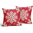 thumbnail image 2 of Light Red Christmas Pillow Covers 20x20 Inch Set of 2, Xmas Snowflakes Rustic Winter Themed Decorative Throw Pillow Cases Outdoor Linen Cushion Covers Seasonal Farmhouse Sofa Couch Bed Decor, 2 of 6