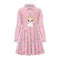 thumbnail image 4 of DISNIMO Corgi Dresses for Girls Paw Print Dress Girl Long Sleeve Skater Dress Kids Medium Length Dresses for Girls Long Sleeve Collar Dress for Kid Girls Twirly Dresses Size 5-6 Girls Midi Dress, 4 of 7