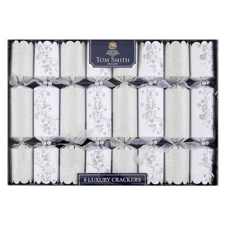 8x12.5 WB Silver & White Luxury Crackers (Best Luxury Christmas Crackers)