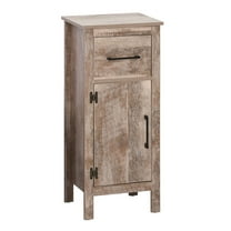 COCOKUN Bathroom Storage Cabinet Freestanding with Drawer & Adjustable Shelf, Wooden Vanity Cupboard, White