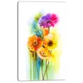 thumbnail image 2 of Fleurs de Gerbera Jaune Orange Violet - Grande Impression sur Toile Florale, 2 of 4