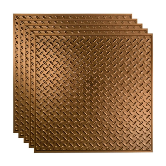 FASÄDE Diamond Plate Decorative Vinyl 2ft x 2ft Lay in Ceiling Panel in Oil Rubbed Bronze (5 Pack)