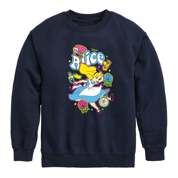 Disney - Alice In Wonderland - Alice Stickers - Toddler & Youth Crewneck Fleece Sweatshirt