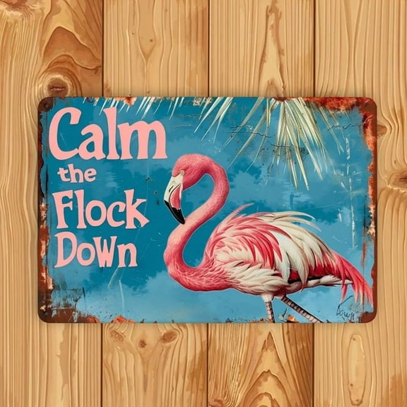 HELLOYOUNG Flamingo Wall Decor Vintage Metal Sign Tropical Beach Tin Sign for Home Bar Man Cave Outdoor Art