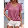 thumbnail image 4 of Camisetas Casuales de Verano para Mujer, Camisetas de Corta con Cuello en V, Camisetas Rojas M, 4 of 7