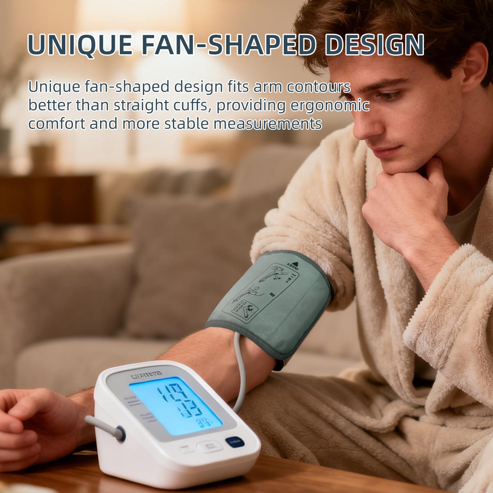 4 Sizes Blood Pressure Cuff Replacement, Universal Arm Cuff with Fan-Shaped Design for Large & Small Arms, Compatible with 99% Standard BP Monitors (17-53cm)
