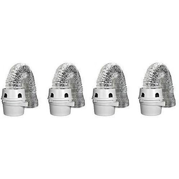 Dundas Jafine TDIDVKZW Indoor Dryer Vent Kit with 4-Inch by 5-Foot Proflex Duct, White 4-Pack