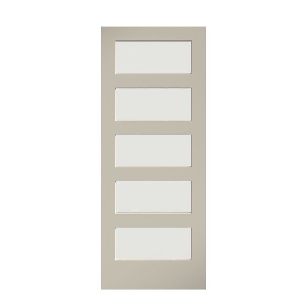 96" x 42" 5Lite Frosted Glass White Prefinished Solid Wood Core Barn