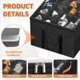 thumbnail image 4 of Aokeyee Shoe Organizer for Closet, 2 Pack Foldable Shoe Storage Organizer Box Bin with Cover and Reinforced Handles, Fit 16-32 Pairs, Black, 4 of 7