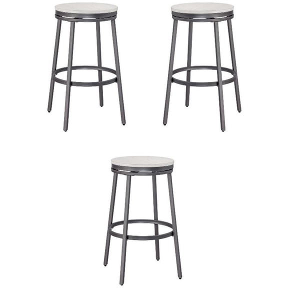 Home Square Backless Metal Bar Stool in Gray Finish - Set of 3