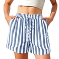 thumbnail image 5 of Women's Casual Summer Shorts with Pockets, Striped Beach Loose Fit, 5 of 7