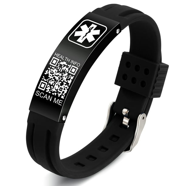QR Code Medical ID Alert Bracelets Emergency ID Bracelets for Women Men