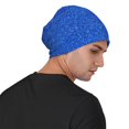 thumbnail image 4 of Naloa Blue Glitter Soft Beanie Hat, Knit Beanie Daily Beanie in Fine Knit for Women Men Winter Travel, Outdoor, 4 of 7