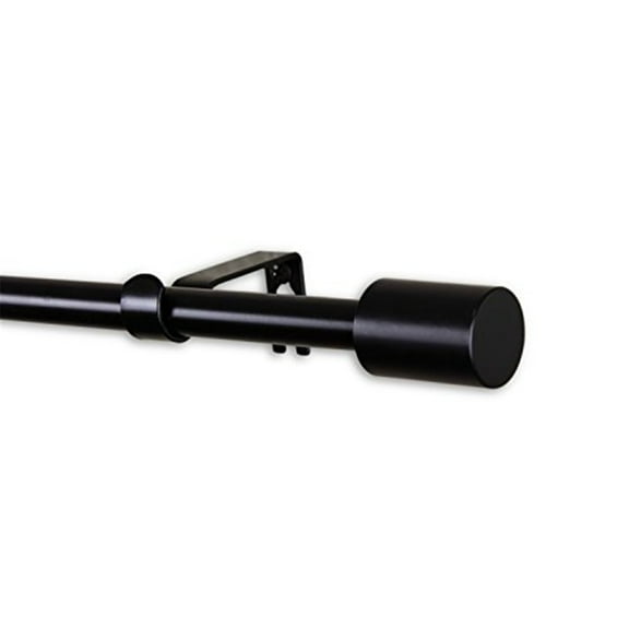 Black Curtain Rod 28-48 Inch, Adjustable Metal Rods with Finials, Window Treatment Hardware
