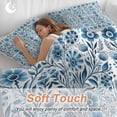 thumbnail image 4 of 3 Piece Blue Boho Duvet Cover Set Queen Size,Microfiber Comforter/Quilt Cover with Corner Ties and 2 Pillowcases,Ethnic Tribal Floral Abstract Art Aesthetics All Season Bedding with Zipper Closure, 4 of 8