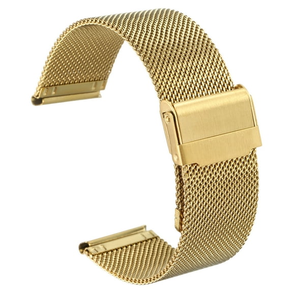 Uxcell Stainless Steel Mesh Watch Band 22mm Quick Release Adjustable Metal Replacement Watch Strap for Men Women, Gold