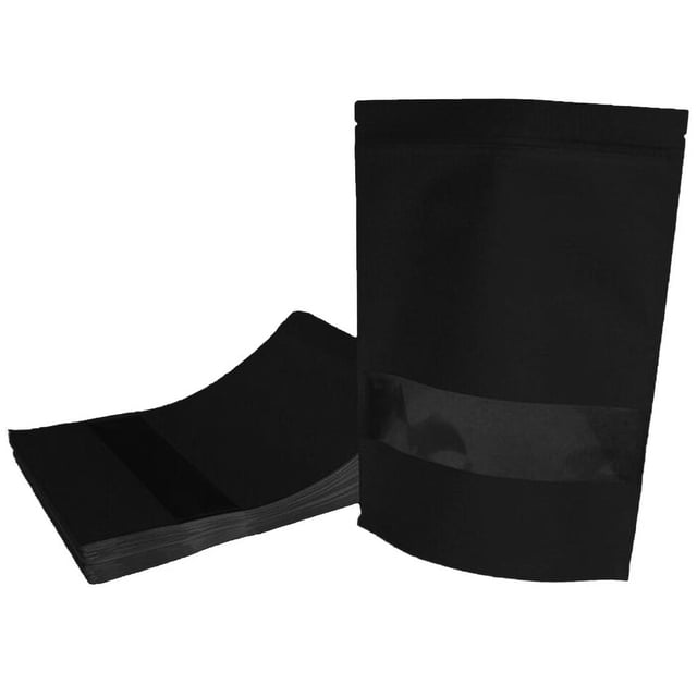 Bolsa Kraft negra VentDepot SquatBlack 9x14 cm 50Pzs 50gr Ventana Cuadrada