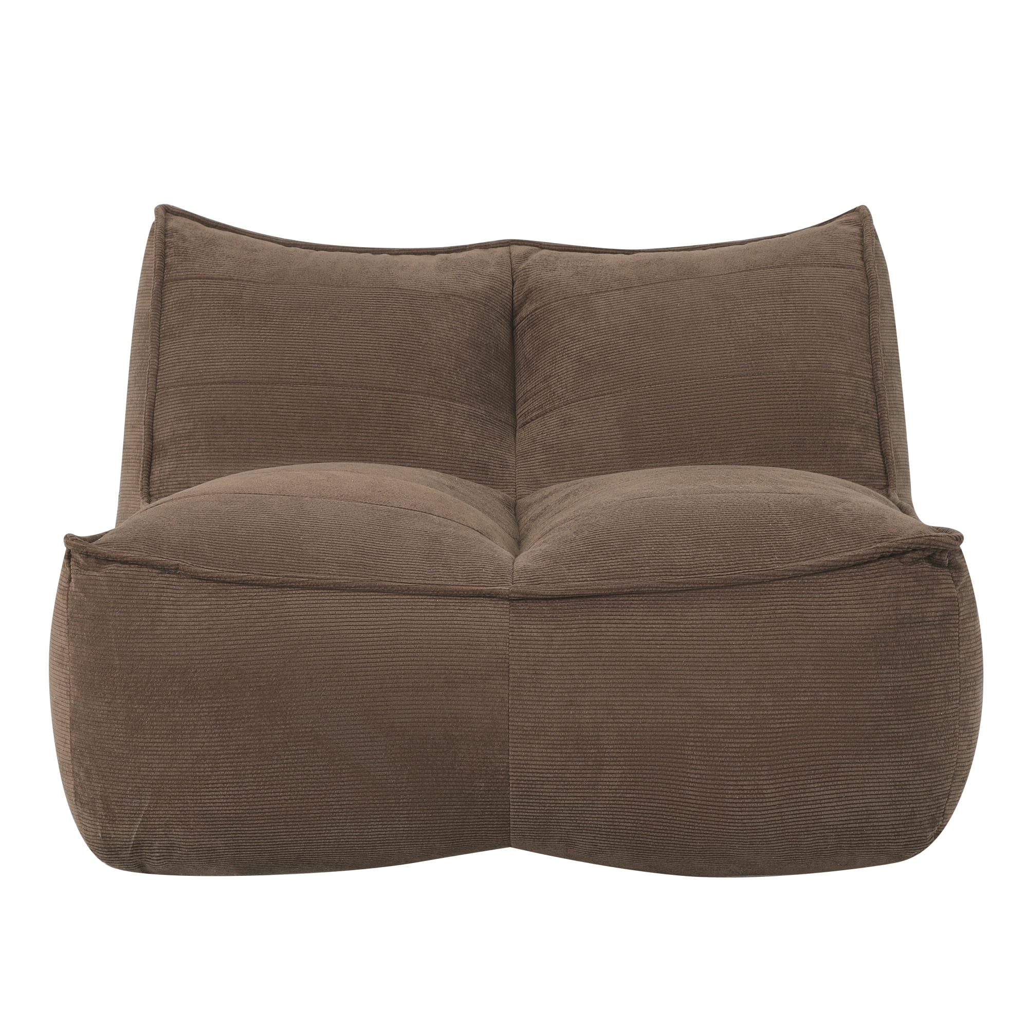 Leumius Cozy Fluffy Cloud Lazy Sofa, 2-Seater Corduroy Bean Bag Lounge Chair, Lightweight Single-Seat Couch for Living Room, Bedroom, Dorm Room, Office & Small Spaces,Brown