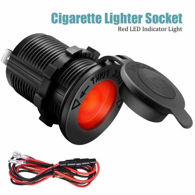 Cigarette Lighter Socket Waterproof LED Indicator 12V Power Outlet for Car Marine Boat Motorcycle Rv Truck ATV